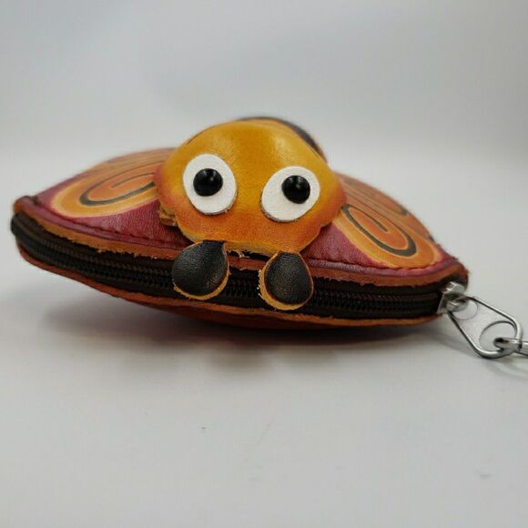 Cute Butterfly Bee Gift Leather Wallet Wristlet Handmade Happy Kawaii Coin Purse - Picture 8 of 14